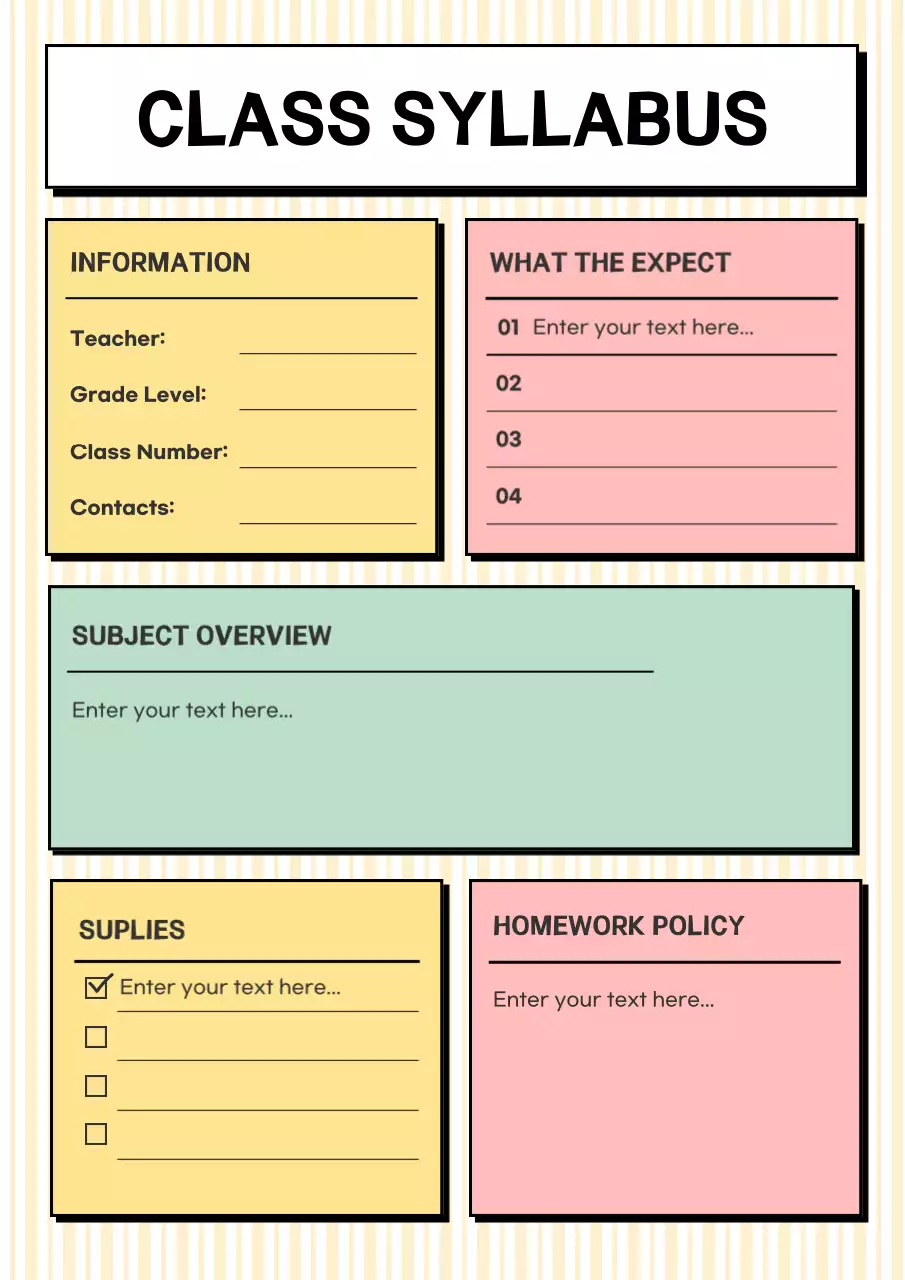 Blue Minimal Education Planner Class Syllabus Poster