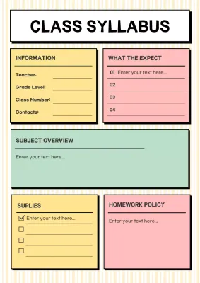 Blue Minimal Education Planner Class Syllabus Poster