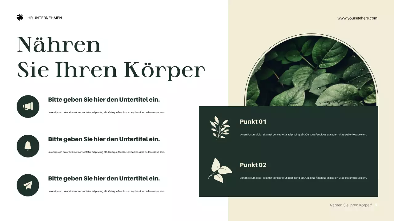 Grüne, elegante Wellness-Ankündigung Präsentation