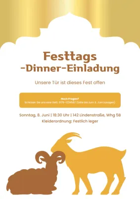 Beiges traditionelles Eid-Einladungsplakat