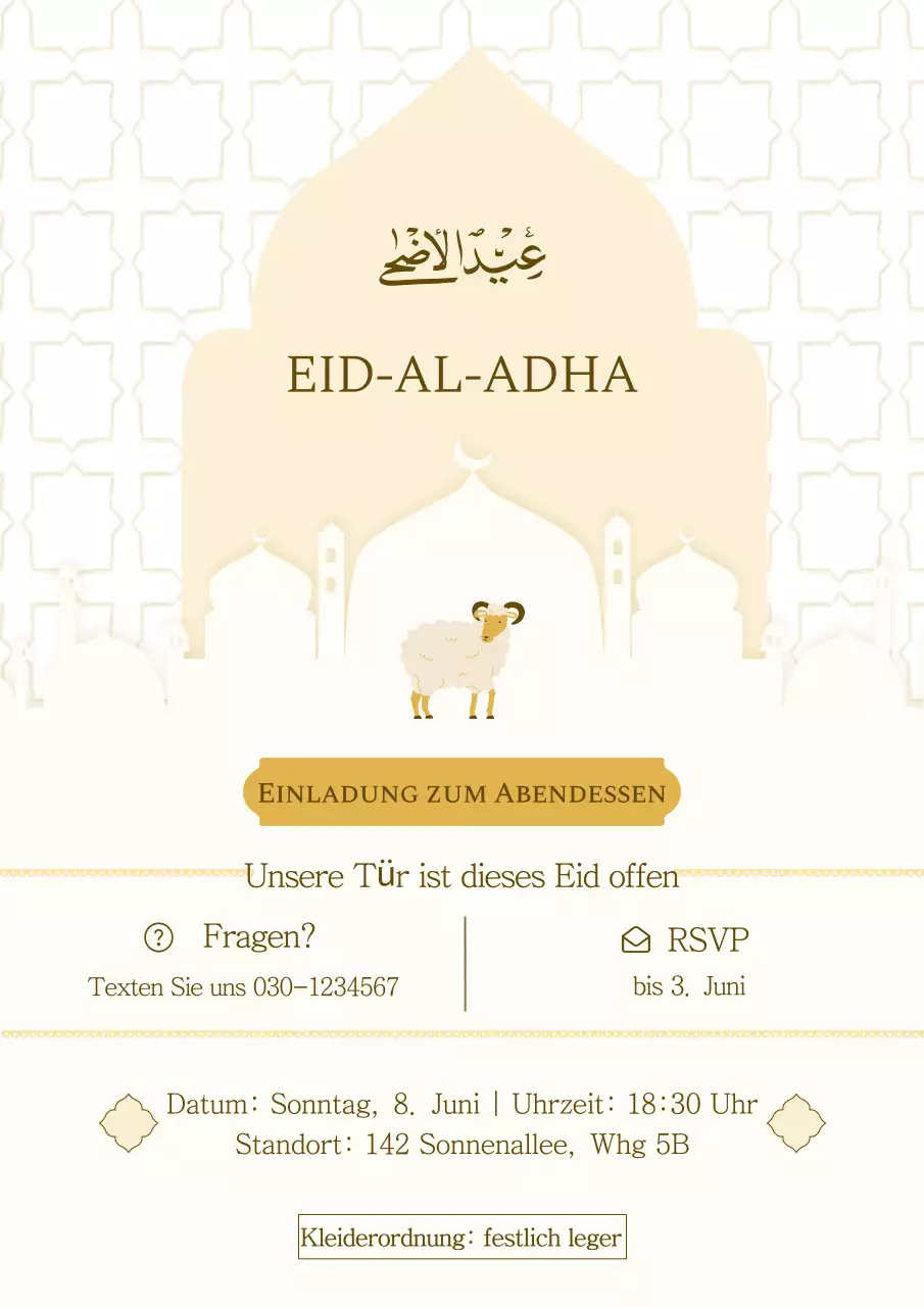 beige traditionelle Eid-Einladung