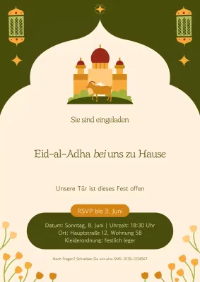 Grünes modernes Eid al-Adha-Einladungsplakat