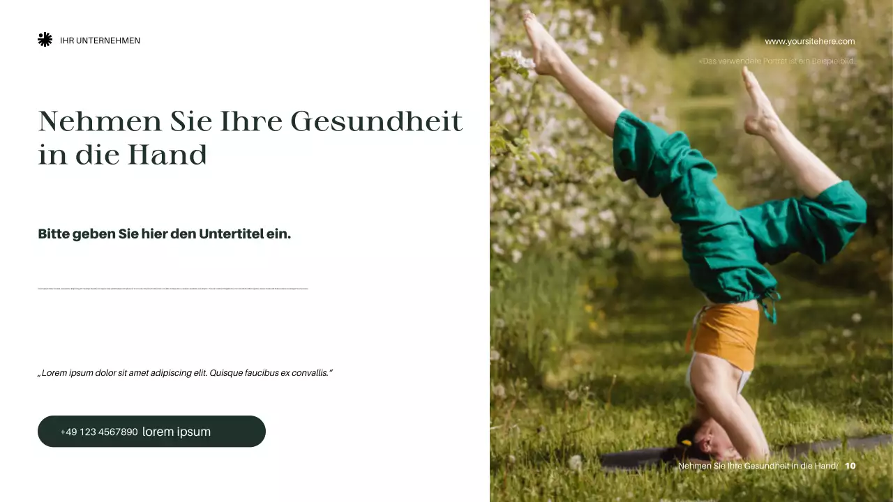 Grüne, elegante Wellness-Ankündigung Präsentation