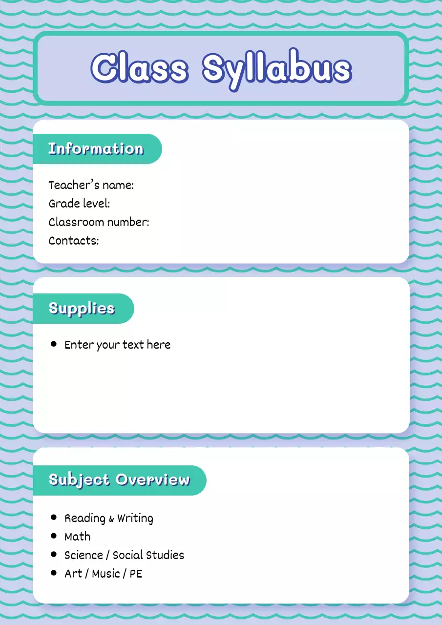 Blue Minimal Class Guide Poster