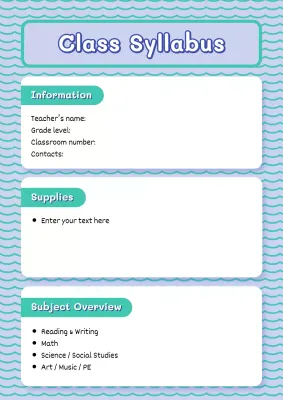 Blue Minimal Class Guide Poster