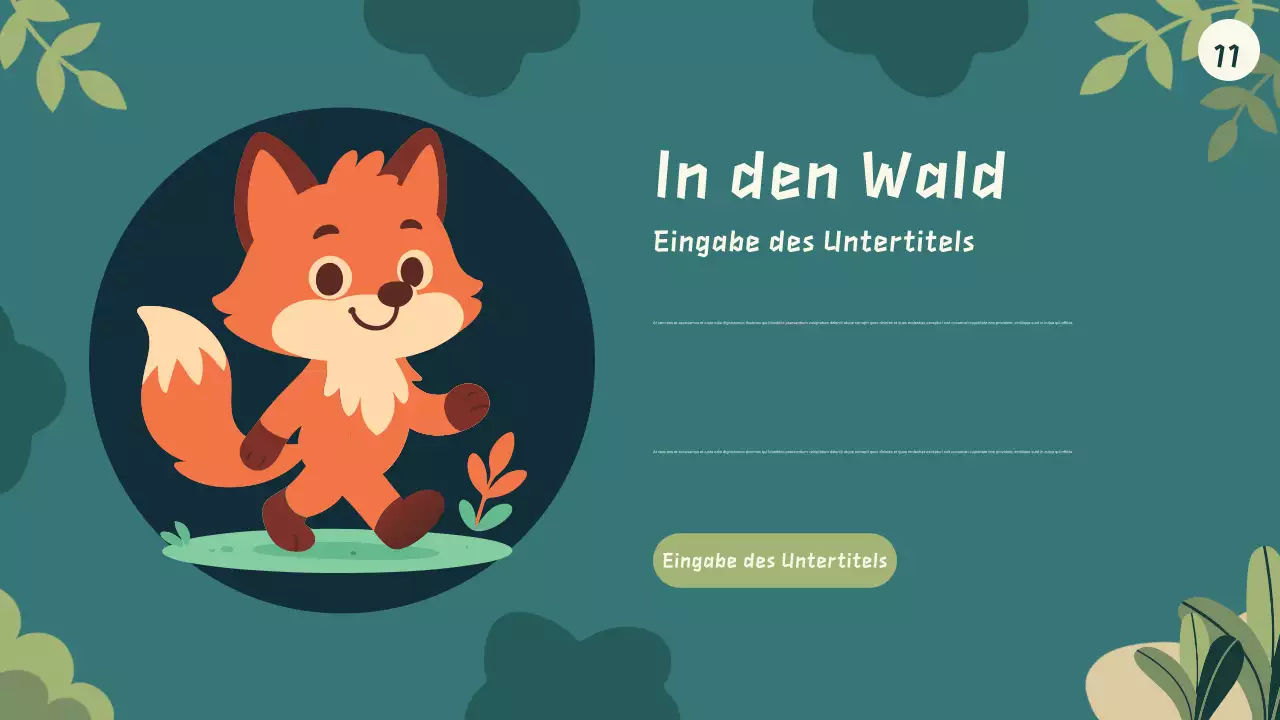 Grünes Cartoon-Tier-Märchenbuch Präsentation