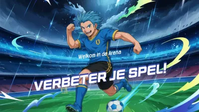 Blauwe animatie voetbalpromotie YouTube-miniatuur