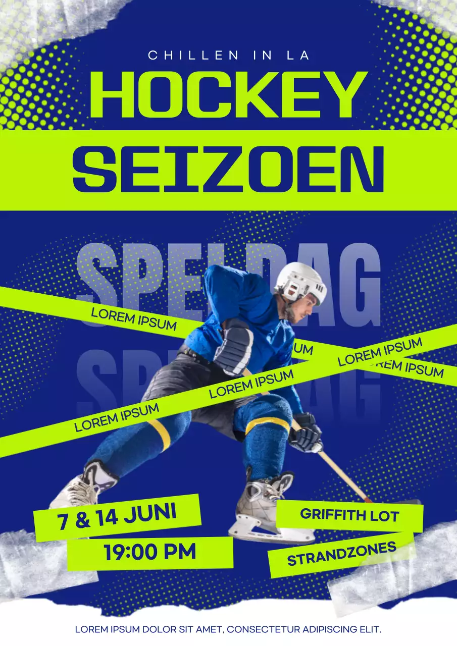 Blauwe moderne hockeyseizoenposter