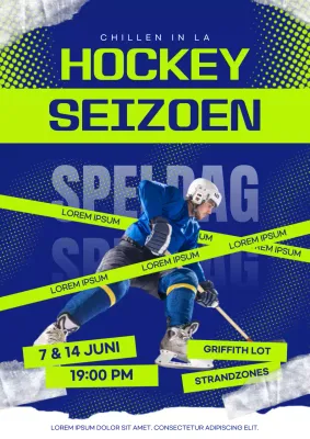 Blauwe moderne hockeyseizoenposter