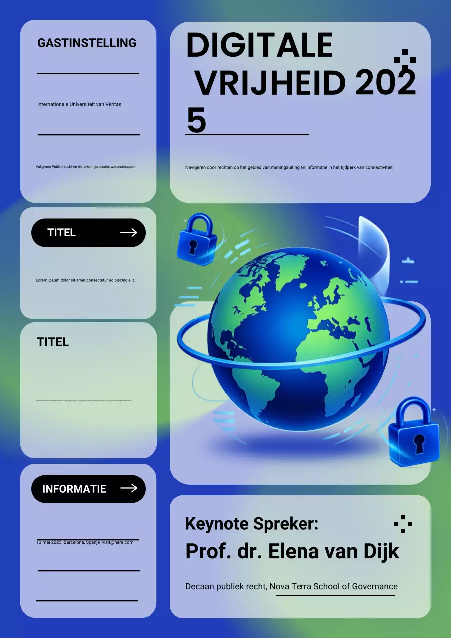 Blauwe moderne digitale poster voor evenementenaankondiging