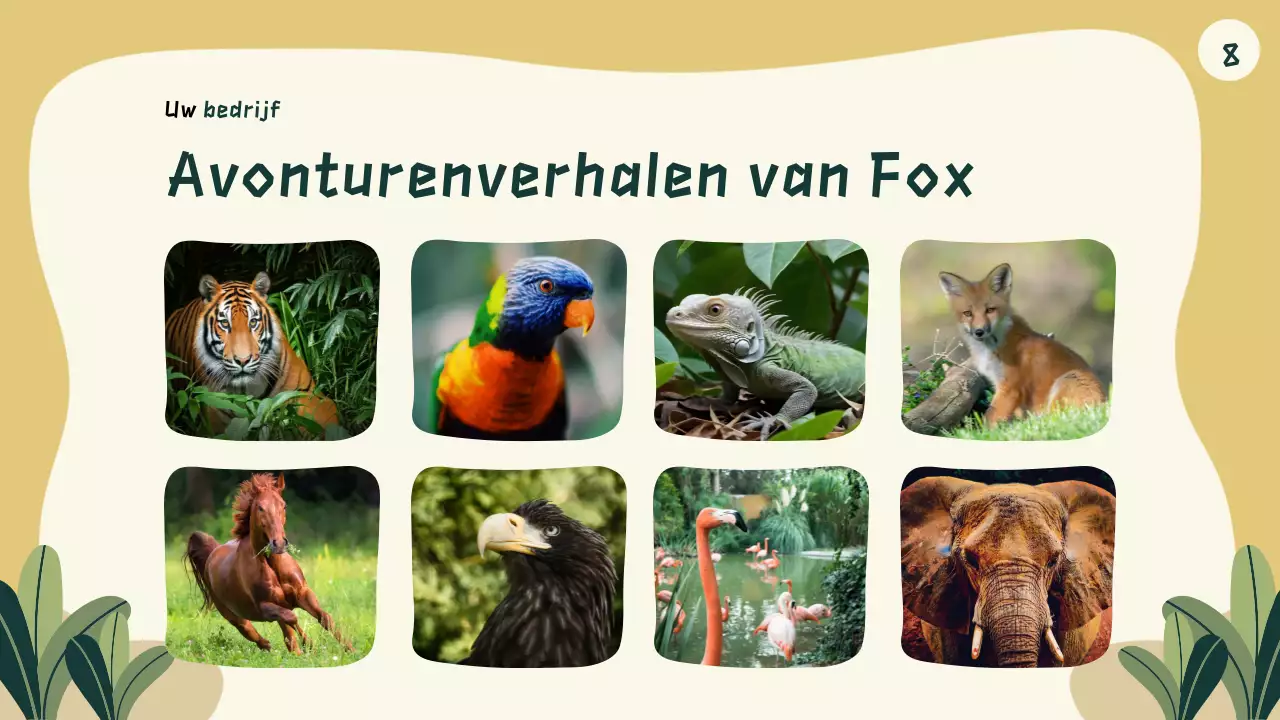 Presentatie van een groen tekenfilmdierenverhaalboek