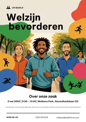 Kleurrijke poster voor aankondiging van een modern wellness-evenement