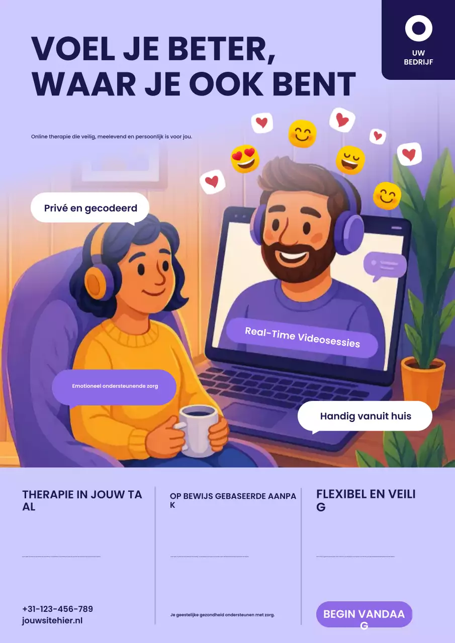 Paarse moderne therapie promotieposter