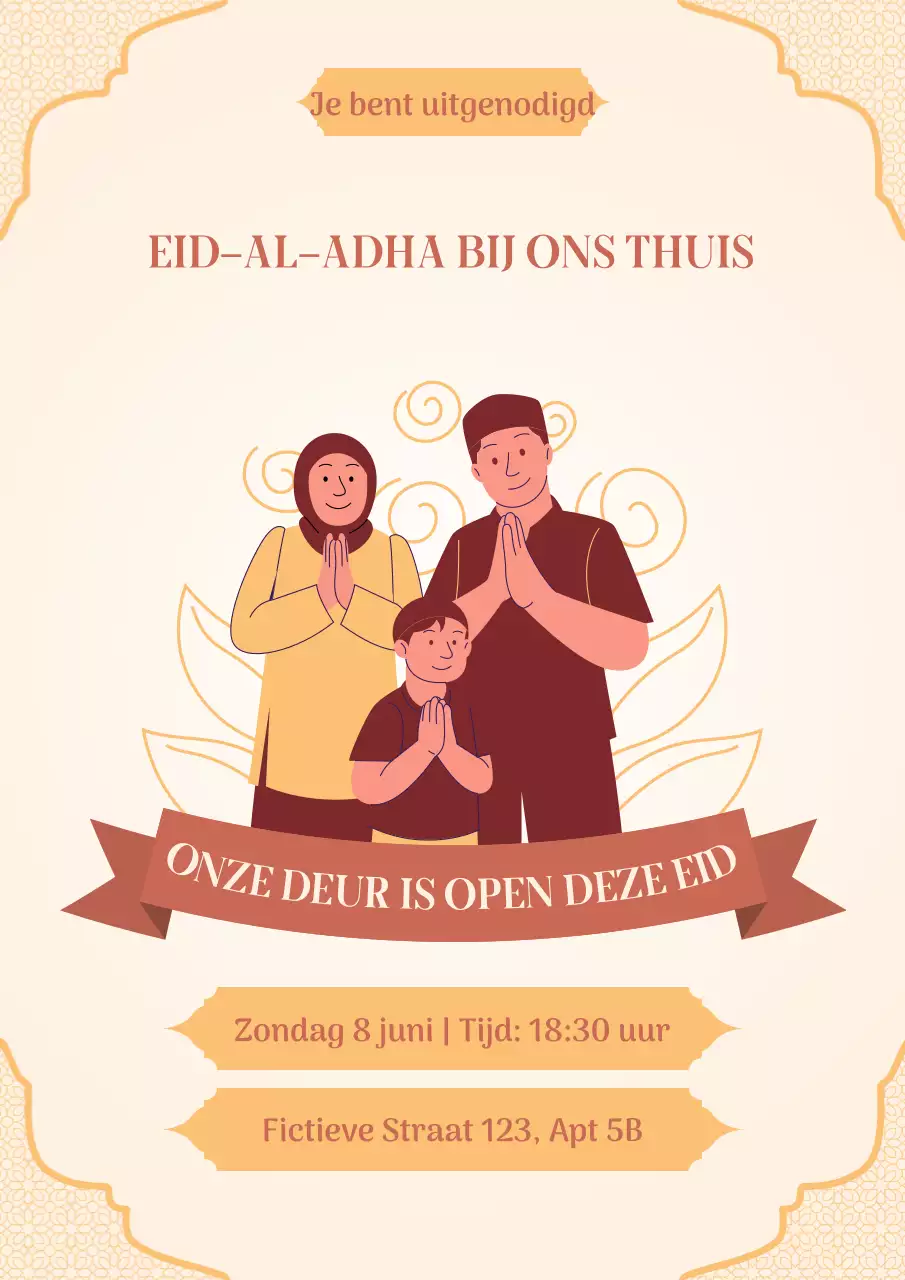 Beige traditionele Eid Al Adha-uitnodigingsposter