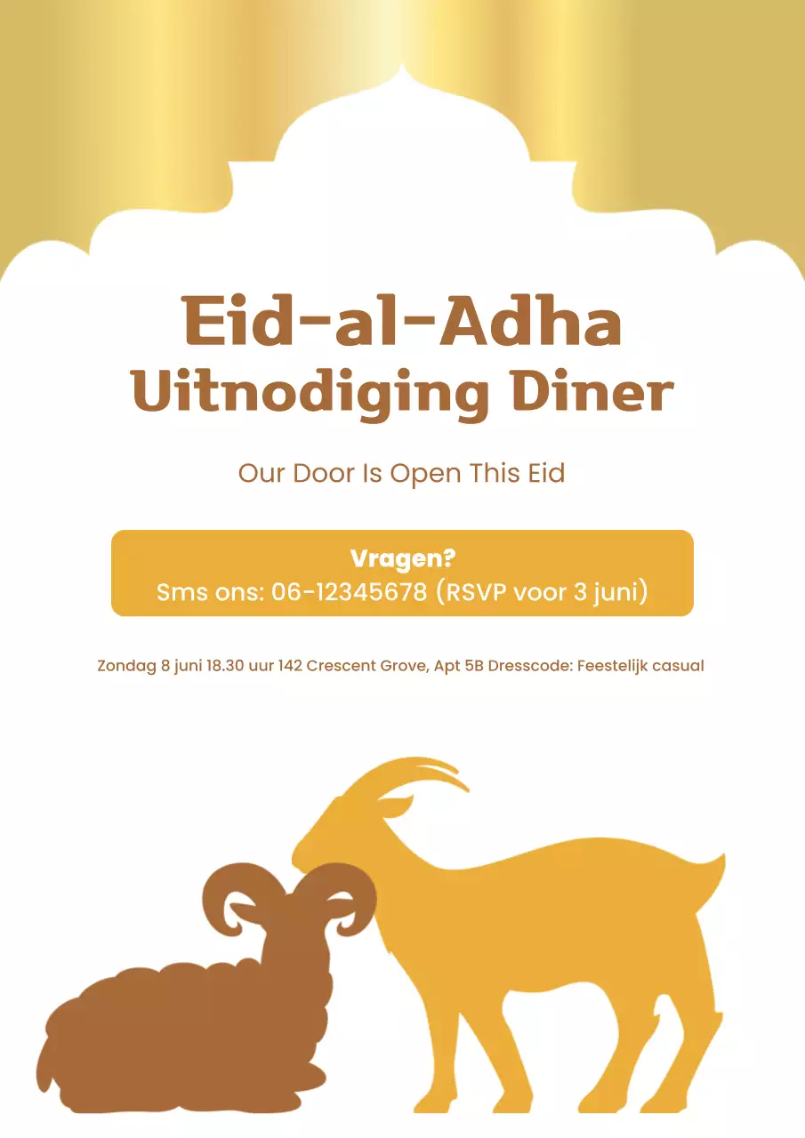 Beige traditionele Eid-uitnodigingsposter