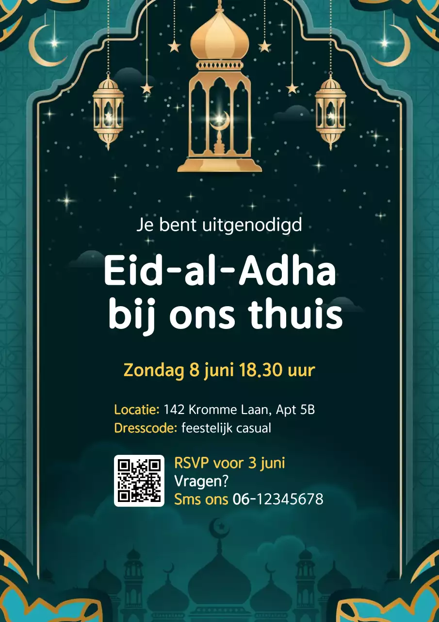 Teal Modern Eid-feestuitnodigingsposter