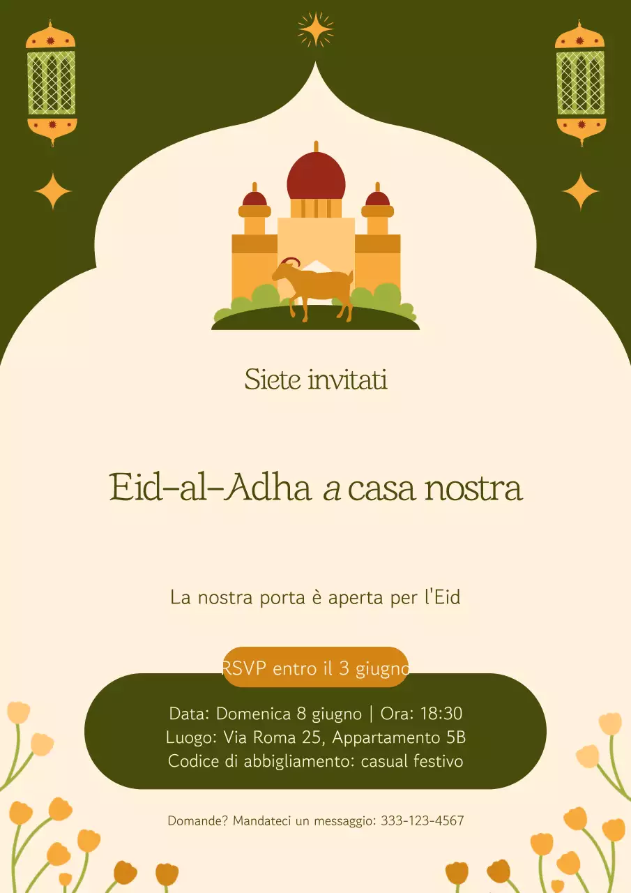 Manifesto moderno e verde per l'invito all'Eid al-Adha