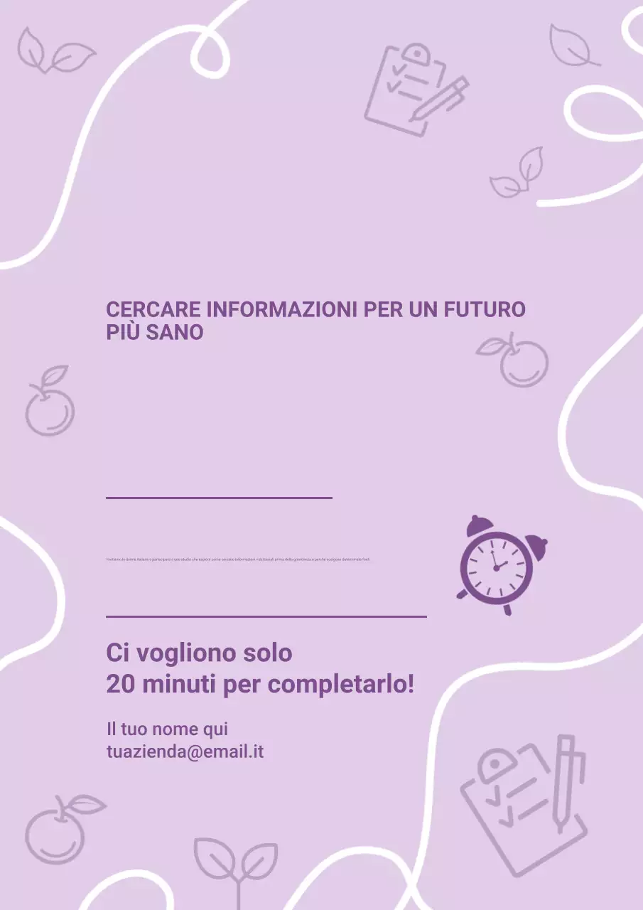Manifesto di invito al sondaggio sulla salute moderna in viola