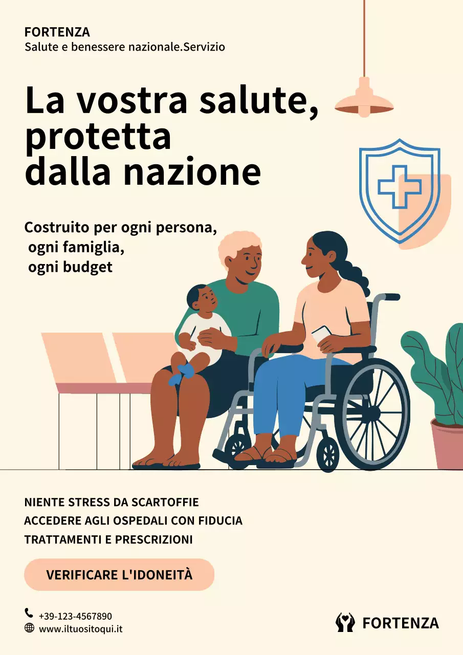 Poster promozionale per l'assistenza sanitaria moderna beige