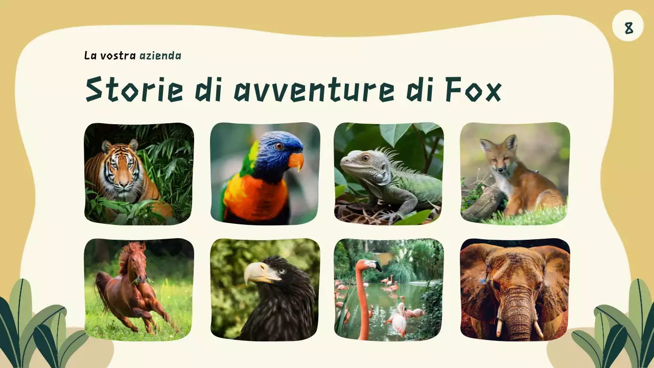 Presentazione del libro di fiabe di animali dei cartoni animati verdi