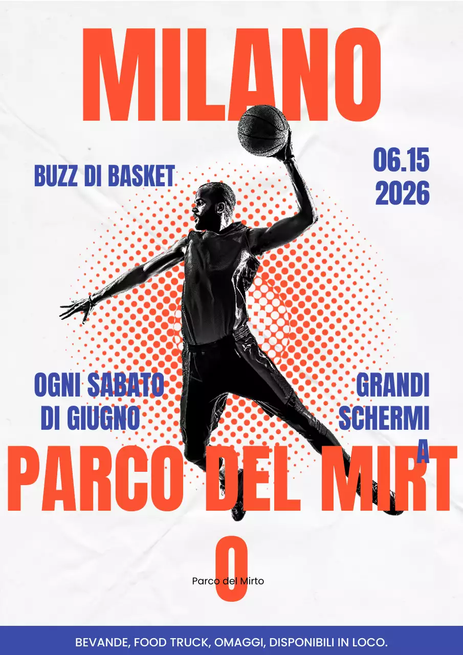 Manifesto dell'evento di basket arancione audace