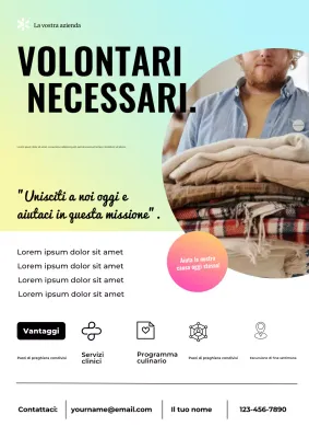 Manifesto web dell'annuncio dei volontari di Mint Modern