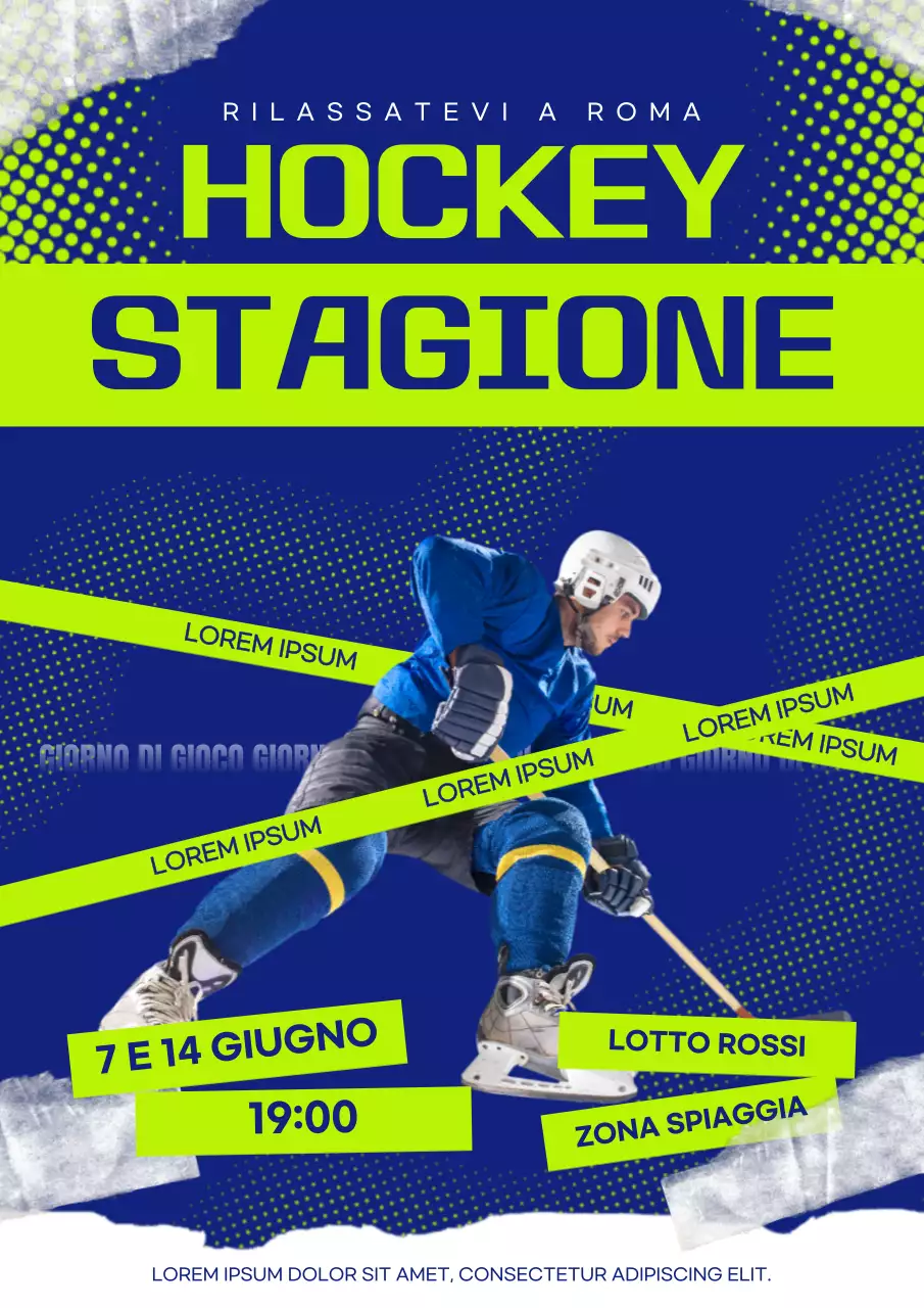 Manifesto della stagione di hockey moderno blu