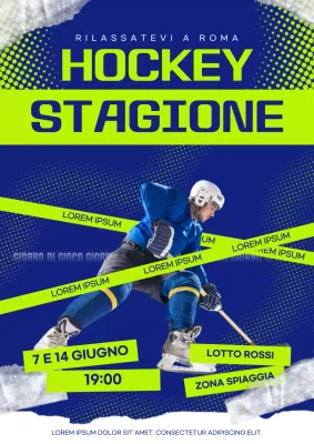 Manifesto della stagione di hockey moderno blu