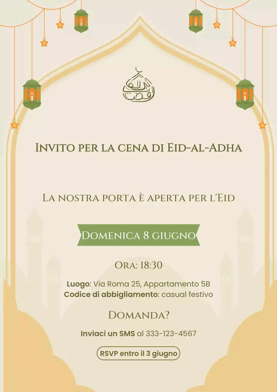 Invito tradizionale beige per l'Eid Adha
