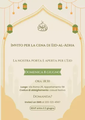 Invito tradizionale beige per l'Eid Adha