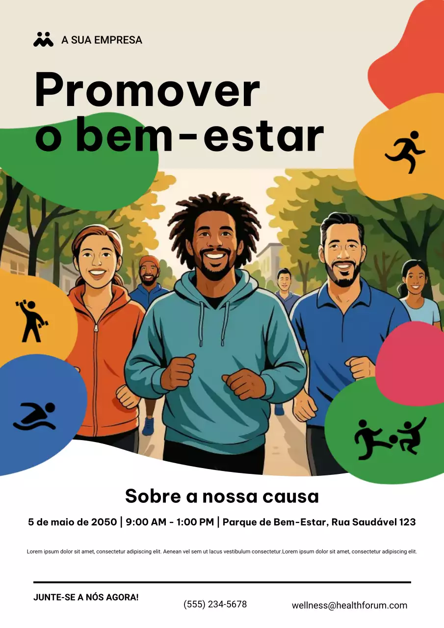Cartaz de anúncio de evento de bem-estar moderno e colorido