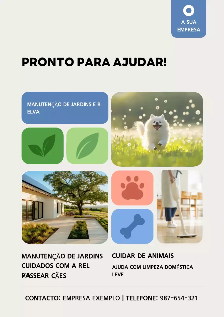 Cartaz promocional de serviços residenciais modernos bege