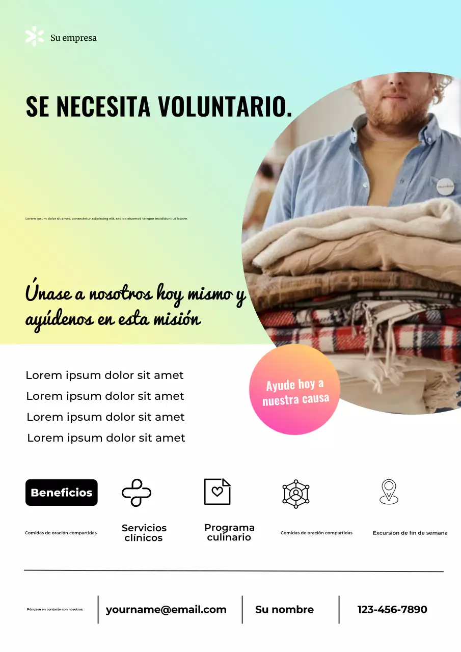 Cartel web de anuncio de voluntariado de Mint Modern