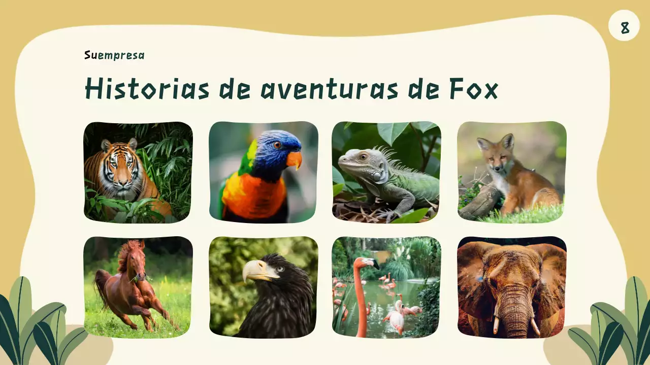 Presentación del libro de cuentos de animales de dibujos animados verdes