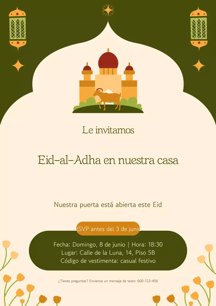Cartel de invitación para el Eid al-Adha moderno y verde