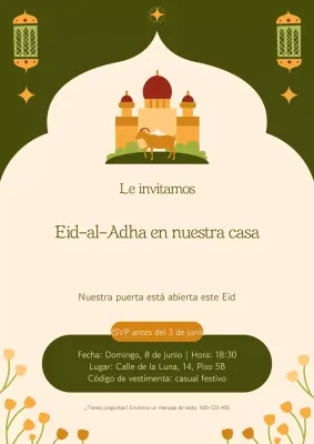 Cartel de invitación para el Eid al-Adha moderno y verde