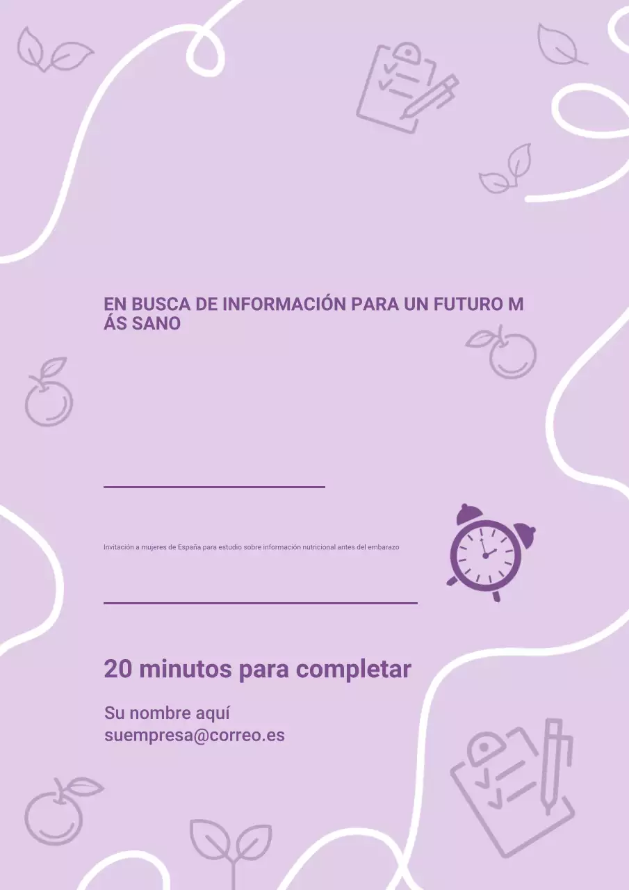 Póster de invitación a una encuesta de salud moderna de color morado