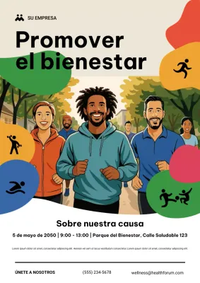 Cartel colorido y moderno para anunciar un evento de bienestar