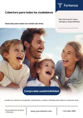 Cartel publicitario de atención médica moderna en azul