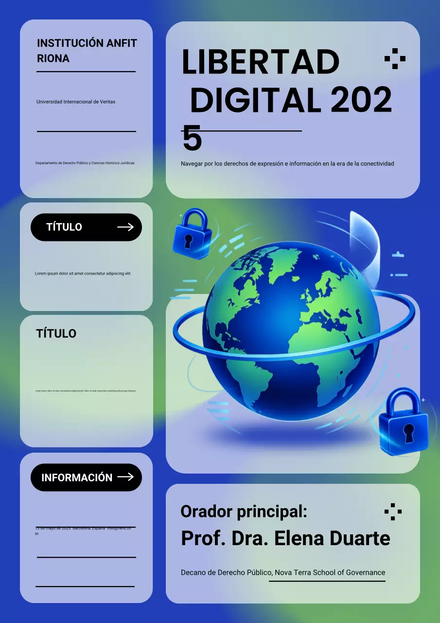 Cartel digital azul moderno para anunciar un evento