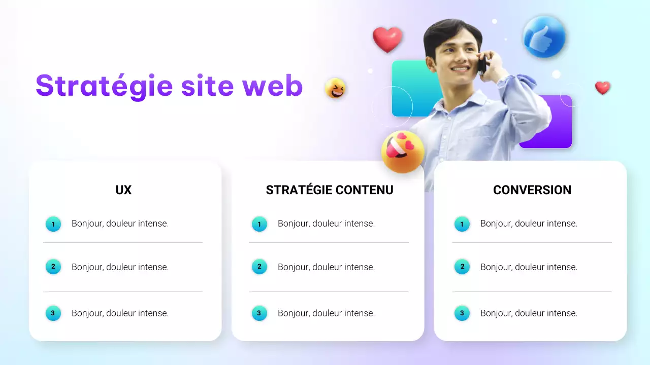 Présentation de marketing numérique avec dégradé violet moderne