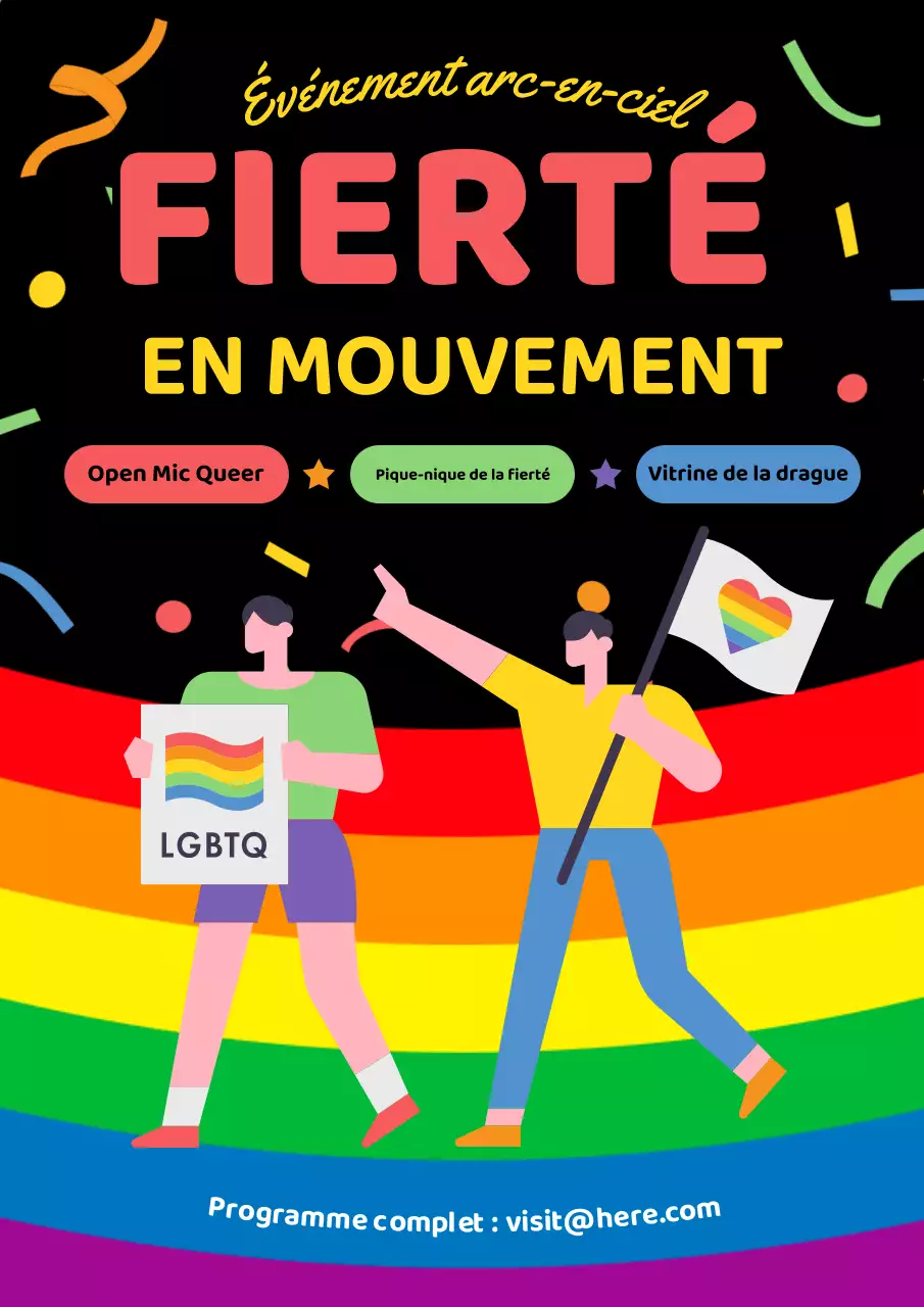 Affiche illustrative arc-en-ciel de l'événement Pride