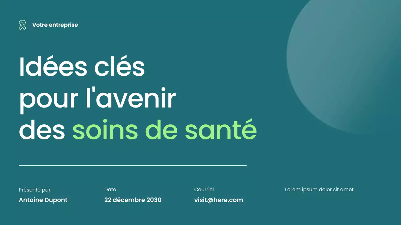 Présentation des soins de santé modernes Teal