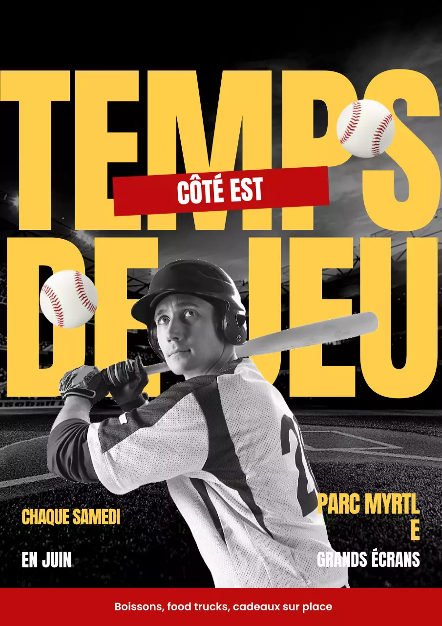 Affiche d'événement sportif rouge et jaune