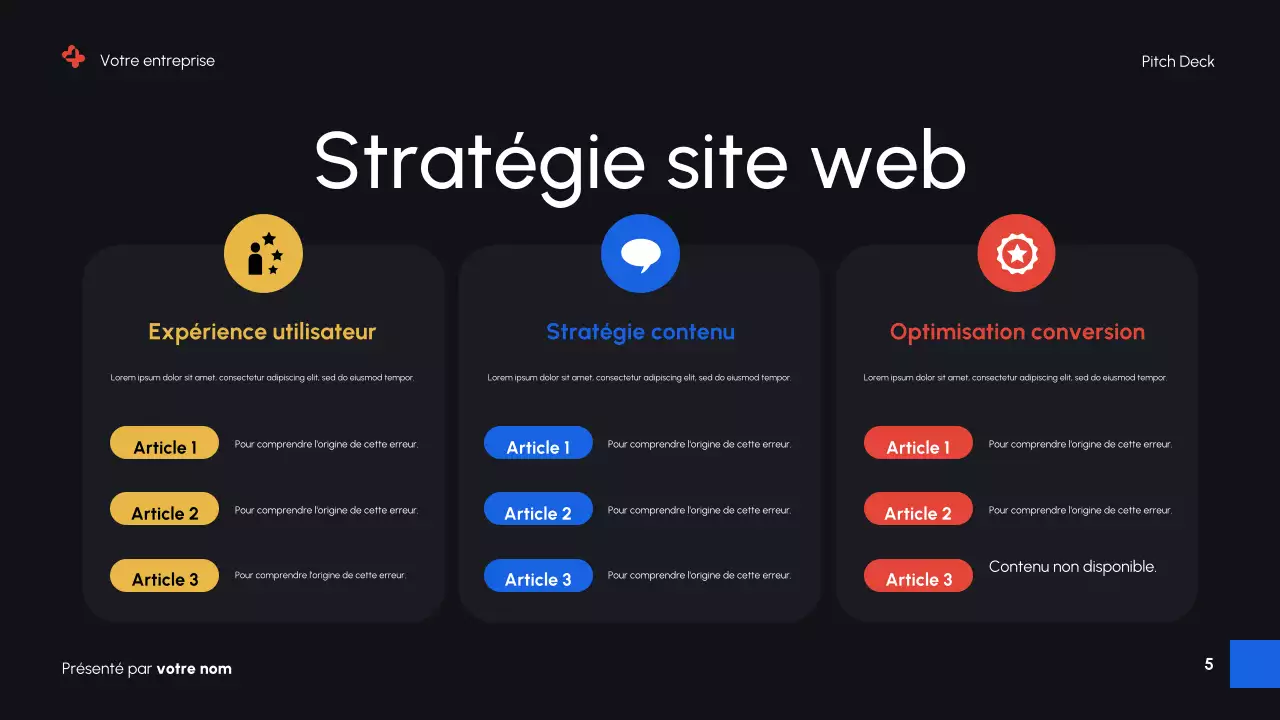 Présentation de promotion du marketing numérique moderne et noir