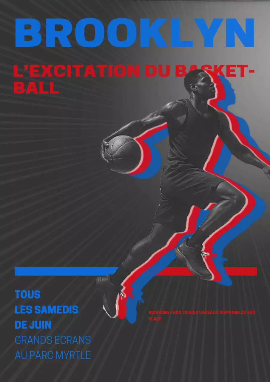 Affiche d'annonce d'événement de basket-ball rouge et audacieux