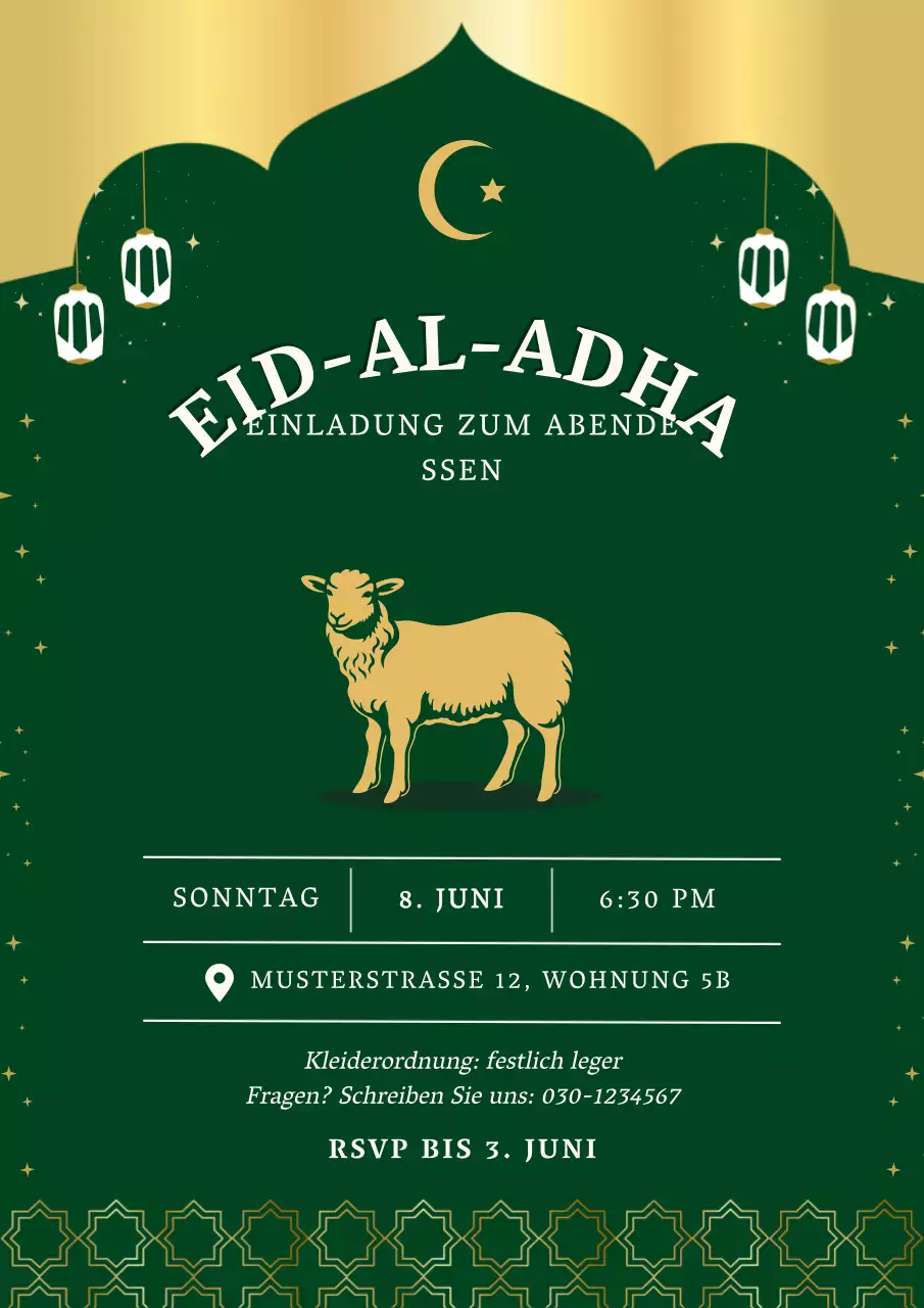 grüne traditionelle Eid-Einladung