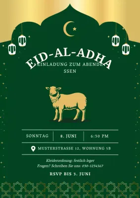 grüne traditionelle Eid-Einladung