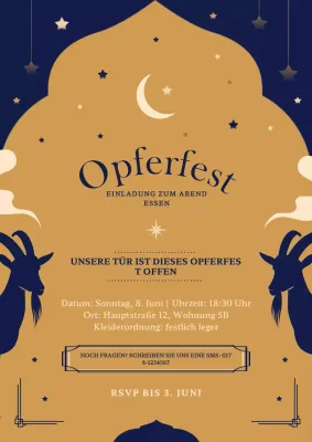 Marineblaue traditionelle Eid-Einladung