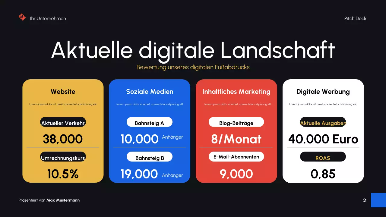 Schwarze moderne digitale Marketing-Promotion-Präsentation